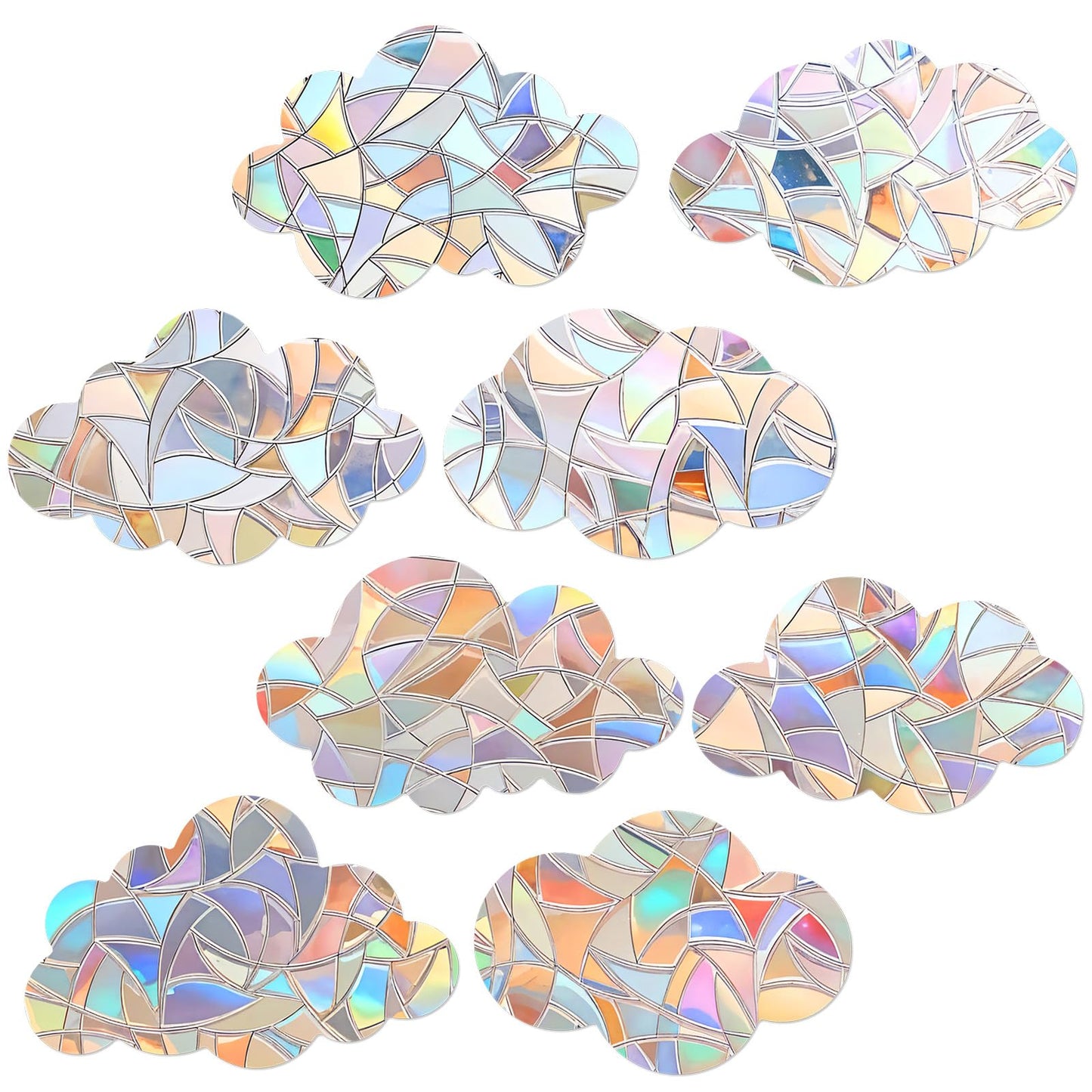 Pack of 25 Prism Window Decals PVC Anti-Collision Stickers Bird Protection Rainbow Window Film Circular Suncatcher Sticker Decoration for Stops Birds Door Window Dining Room Bedroom