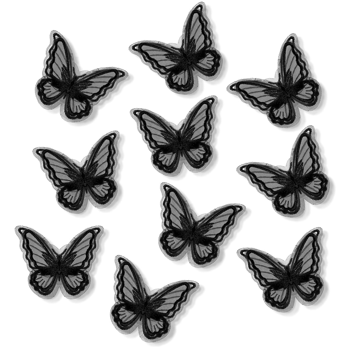 Dimeho 10 Pcs Butterfly Hair Clips Purple Embroidery Pins Lace Wedding Hairclip Fairy Aesthetic Hair Styling Accessories for Party Decor Women Girls Birthday Bridal(Black)