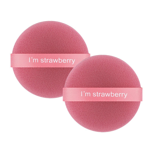 Sibba 2Pcs Air Cushion Makeup Sponges, Round Powder Puff, Ultra Soft Washable Reusable Large Velour Face Body Powder Puff Loose Powder Puff Wet Dry Makeup Tool (Pink)