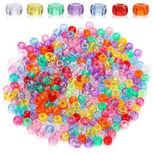 Dimeho 500 Pcs Beads for Bracelet Making Bracelet Making Kit Multi-Colored Craft Beads Rainbow Hair Beads and Bead assortments for DIY Crafting Jewelry Necklace Making (Assorted Colors)