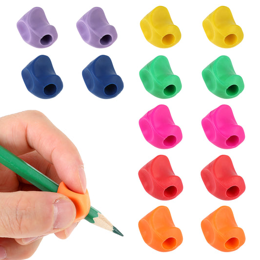Sibba Pencil Holder Grips Finger Correction Posture Pen Holder Gripper Rubber Reusable Handwrting Supplies Special Learning Training Kit for Writing Beginner (Mulitcolor) (14Pcs Mix Color)