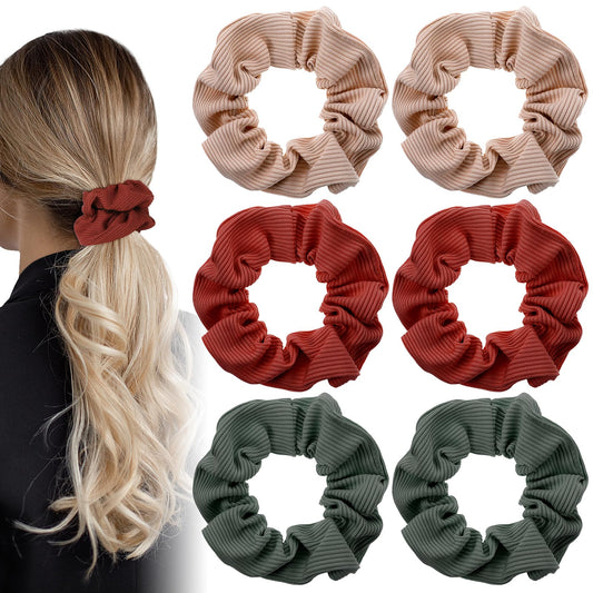 Wanmu Scrunchie, Big Cotton Scrunchies for Women's Brown Service, 4 Count, for All Hair Types, No Crease or Damage