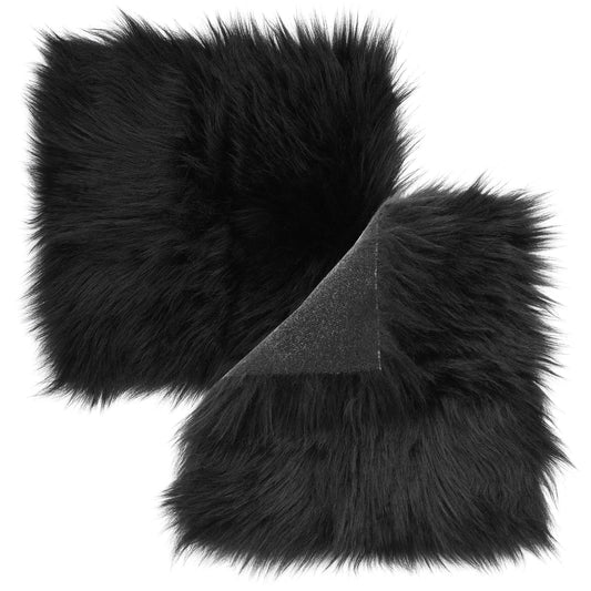 Sibba 2PCS Faux Fur Fabrics, 25 CM Square Faux Fur, Shaggy Fur Fabric Cut, Faux Craft Fur Fabric for DIY Projects, Crafts, Decoration, Upholstery & Costume (Black)