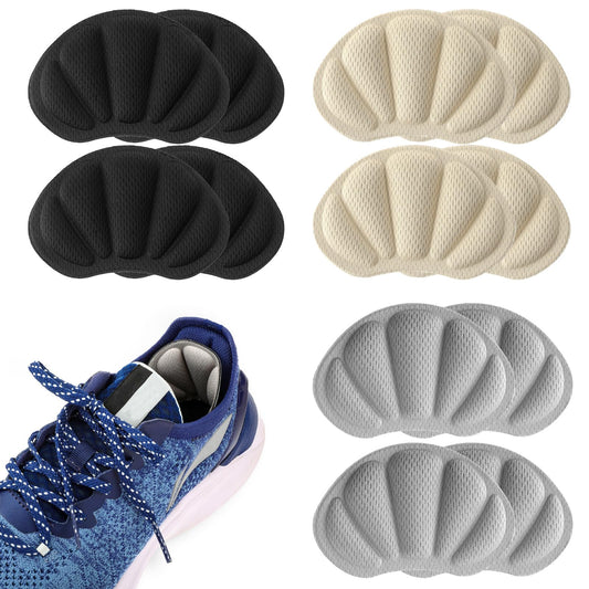 Back of Shoe Heel Inserts, 6Pcs Mesh Self-Adhesive Heel Cushion Pads for Women Men, Heel Cushion Inserts Prevent Shoes Too Big Anti Blister Shoe Liners Heel Protectors