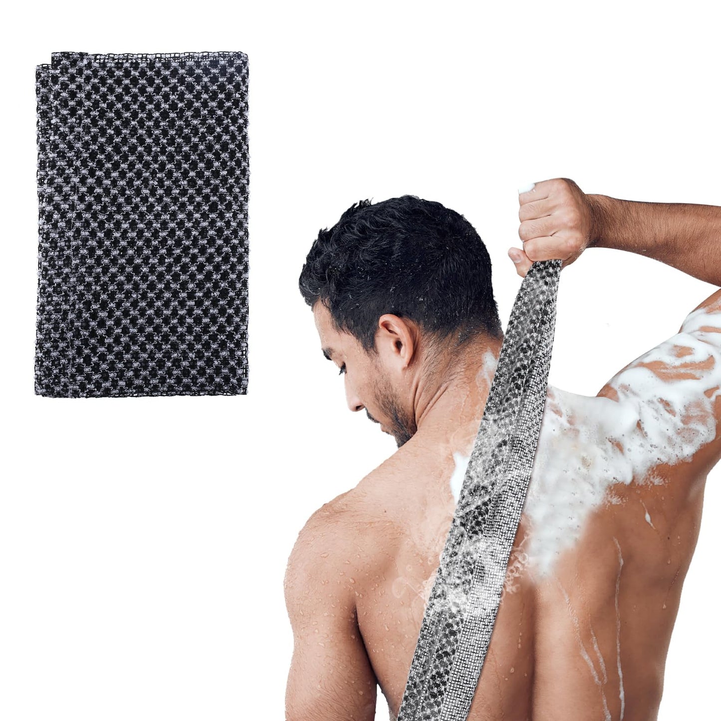 Sibba Back Scrubber Shower 1 PC Exfoliating Brush Body Exfoliator Long Towel Loofah Strip African Net Washer Washcloths Bath Showering Cloth Scrubbing
