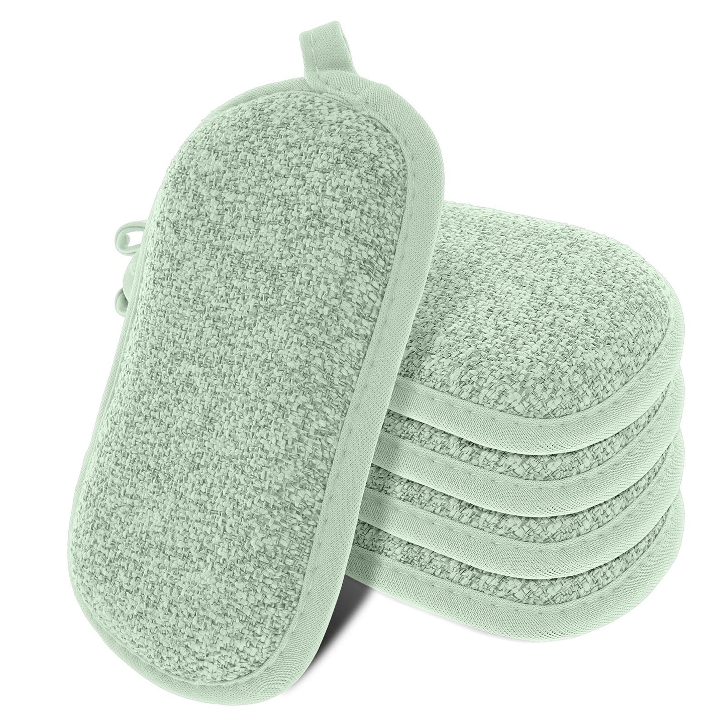 Sibba Dish Sponges Scrubber 5 Packs Kitchen Dishwashing Scrub Holder Pads Household Cleaning Pack Scouring Stainless Kitchenware Washing Microfiber Cloth Dust Scrubbing Laundry Scourers
