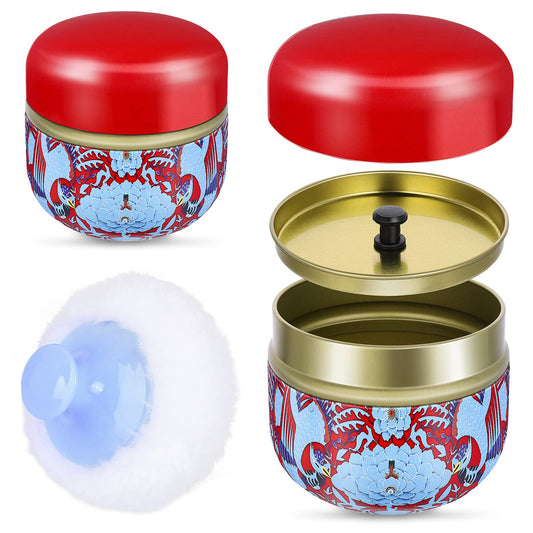 Sibba Powder Case with Powder Puff for Body Powder Empty Container Dusting Powder Box Baby After Bath Powder Puff Kit Makeup Powder Dispenser Case (Red)
