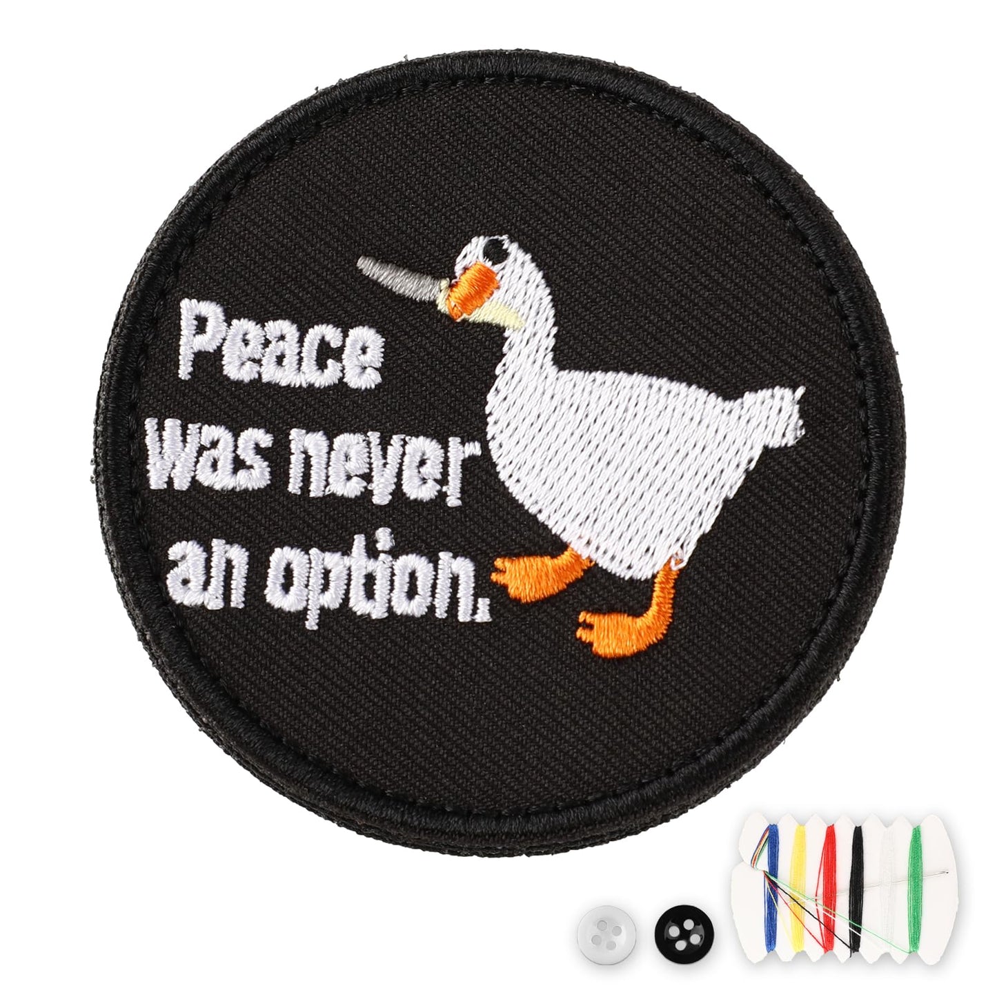 COMNICO Patches Duck Bite Knife Funny Cute Patch Military Tactical Patch Loop and Hook Peace was Never an Option Patches Set for Backpacks Jackets Jeans