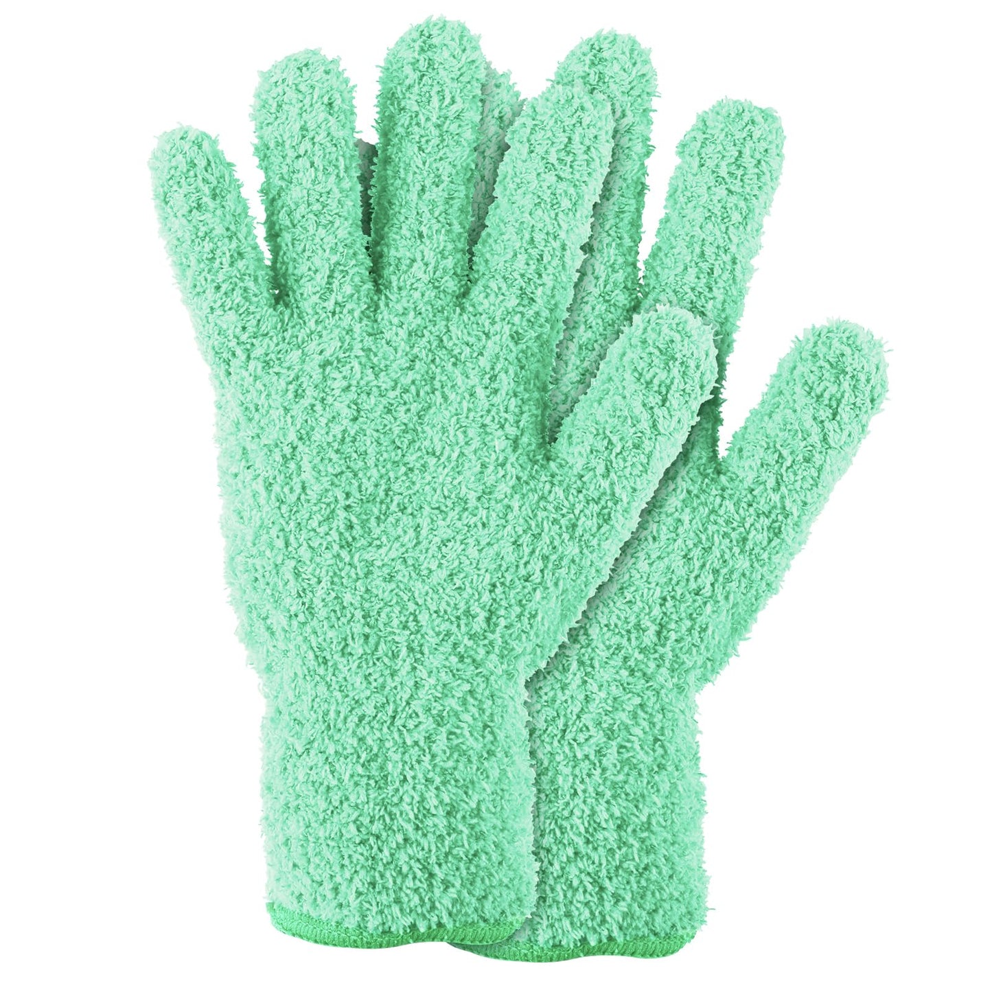 Sibba 2pcs Dusting Mitt Gloves Microfiber Auto Household Cleaning Mittens Cloth Coral Fleece Reusable Washable Gloves for Men Women Kitchen House Blinds Plants Windows Mirrors Lamps Car Washing (Cyan)