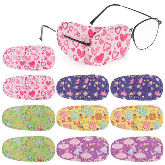 Dimeho Adhesive Eye Patches, 10 Pcs Cute Light Blocking Medical Eye Patch for Lazy Eye with 5 Styles Fun Design Breathable Latex Adhesive Bandages for Amblyopia and Cross Eye Pad