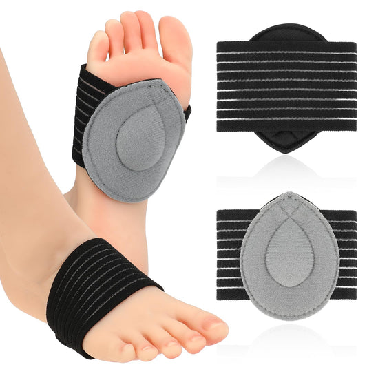 COMNICO Arch Support for Plantar Fasciitis, 1Pair Adjustable Plantar Fasciitis Arch Support Inserts with Orthotic Brace Grey Compression Braces Sleeves for Foot Pain Sore Flat Feet High Arch