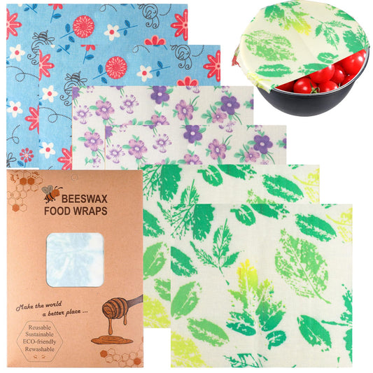 Reusable Beeswax Wrap 6Pcs Beeswax Wraps for Food Eco-Friendly Beeswax Food Wraps Bread Sandwich Wrapper Organic Sustainable Zero Waste Plastic-Free Food Storage Wrap