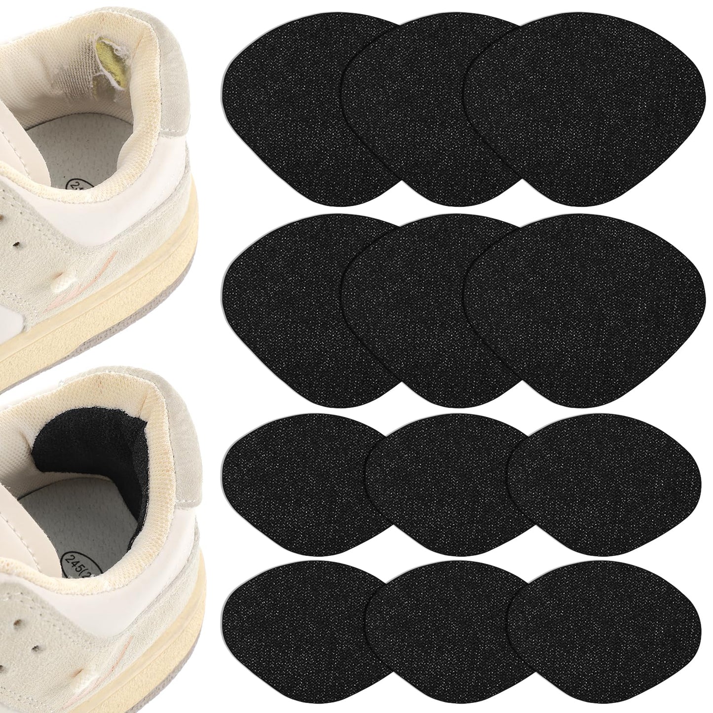 COMNICO 6 Pair Shoe Heel Repair, Self-Adhesive Inside Shoe Patches for Holes Patch Wear Prevention Insert Quick Patch for Holes Shoe Hole Repair Patch Kit for Sneaker Leather Shoes High Heels(Black)