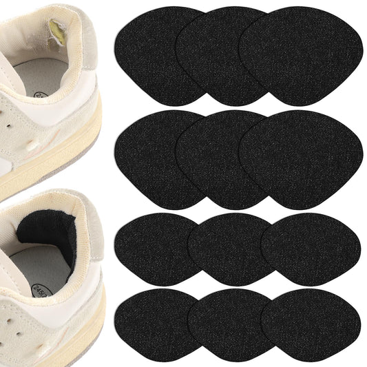 COMNICO 6 Pair Shoe Heel Repair, Self-Adhesive Inside Shoe Patches for Holes Patch Wear Prevention Insert Quick Patch for Holes Shoe Hole Repair Patch Kit for Sneaker Leather Shoes High Heels(Black)