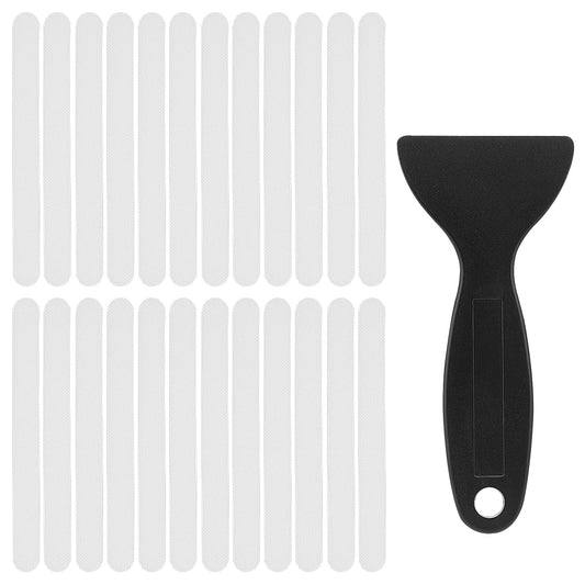 Sibba 24 PCS Non Slip Bathtub Stickers Shower Floor Grip Wall Bathroom Labels Bath Tub Sealing Strip Tape Non-Slip Invisible Skid Mat Stoppers with Scraper Decor Tool Foot Slide