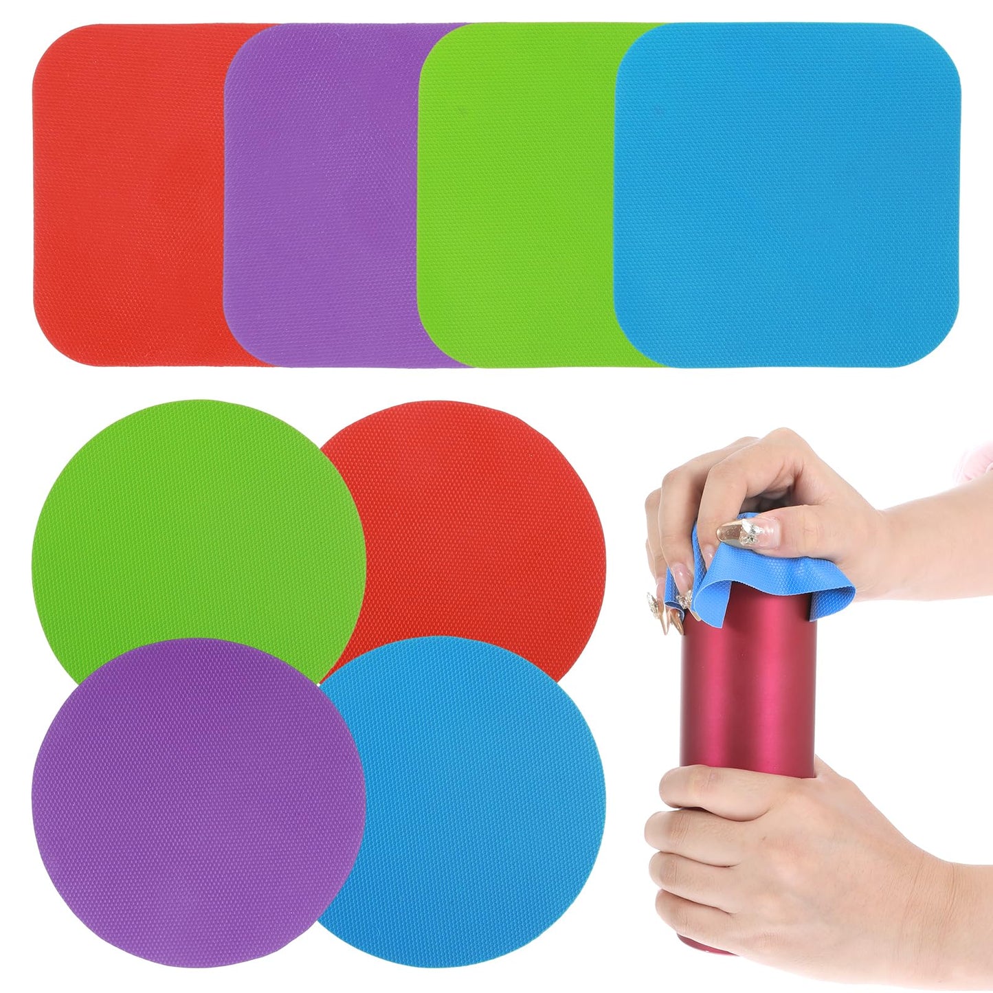 Wanmu 8Pcs Jar Opener Gripper Pads, Rubber Jar Grippers Anti-Slip Coasters Kitchen Gadget, Multi-Function Bottle Lid Opener, Jar Opener for Seniors with Weak Hands or Less Strength