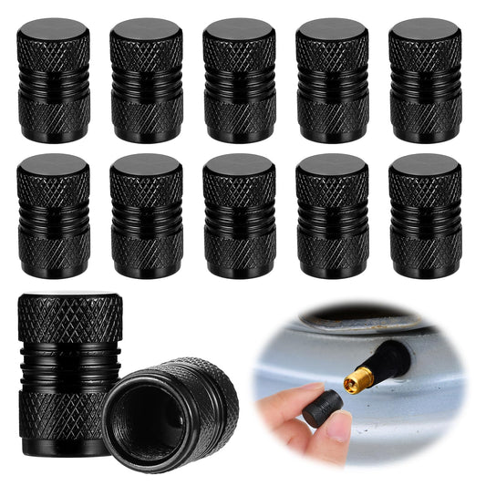 Dimeho 12 Pcs Tire Valve Stem Caps Cover, Tires Air Caps for Car Corrosion Resistant Leak-Proof Universal Stem Covers Aluminum Alloy Wheel Valve Cover for Trucks Bikes Motorcycle SUV (Black)