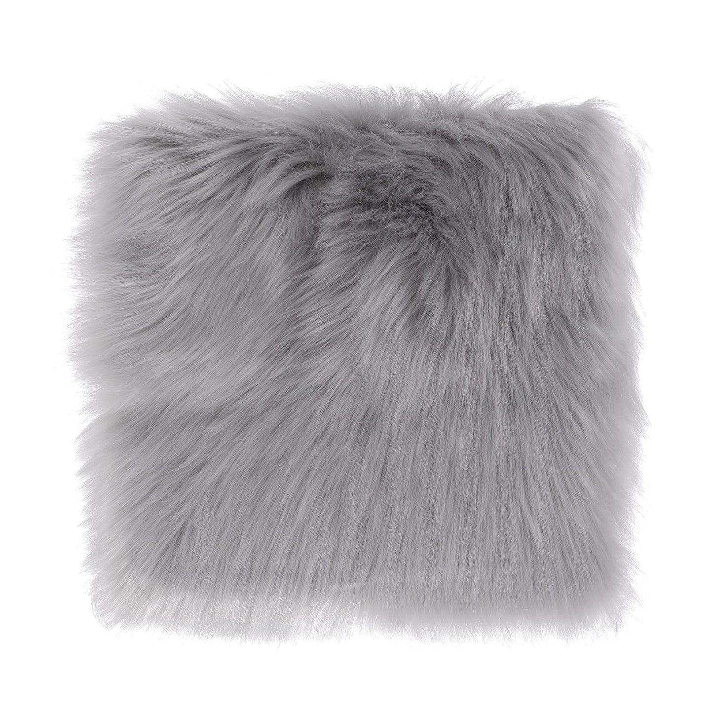 Sibba Faux Fur Small Area Rug Chair Desk Sofa Cover Carpet 35 cm Fluffy Plush Seat Pad Protectors for Home Bedrooms Aesthetic Decor (Grey Square)