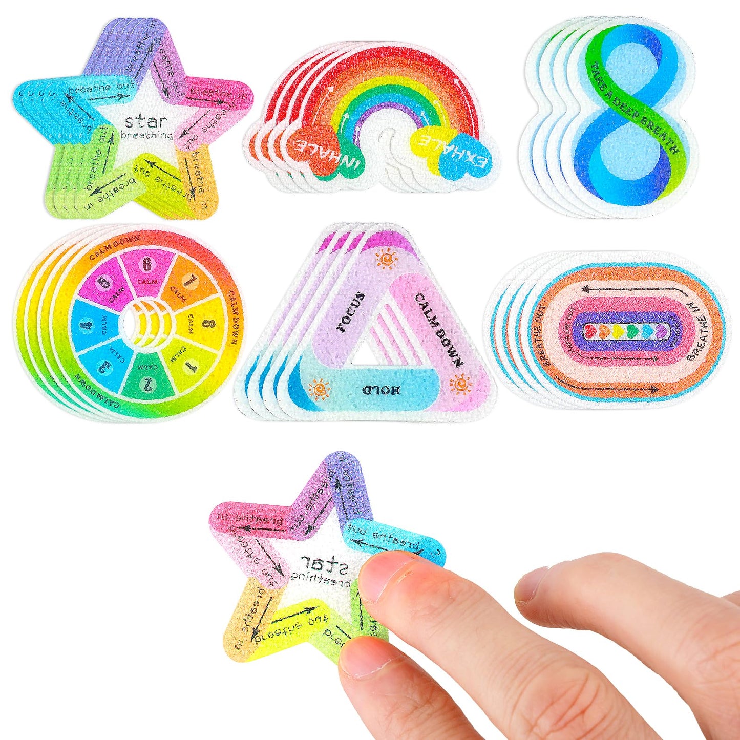 Dimeho 24Pcs Calm Stickers for Anxiety Sensory Stickers, Reusable Sensory Strips Adhesives Anxiety Anti Stress Calm Stickers for Adult Teen 6 Styles