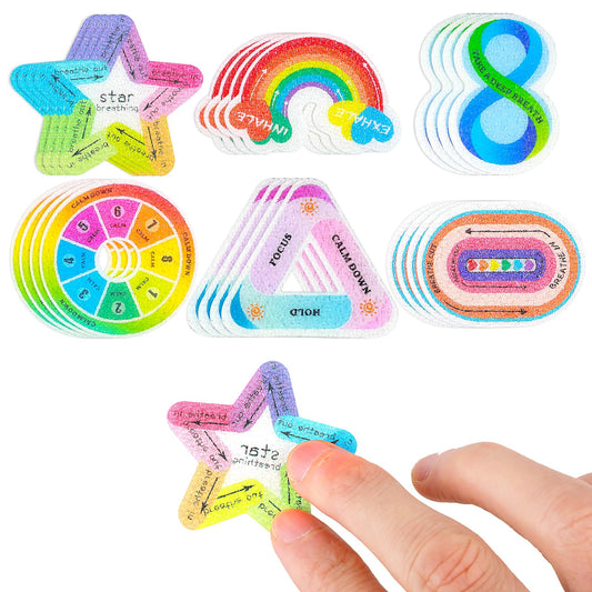 Dimeho 24Pcs Calm Stickers for Anxiety Sensory Stickers, Reusable Sensory Strips Adhesives Anxiety Anti Stress Calm Stickers for Adult Teen 6 Styles