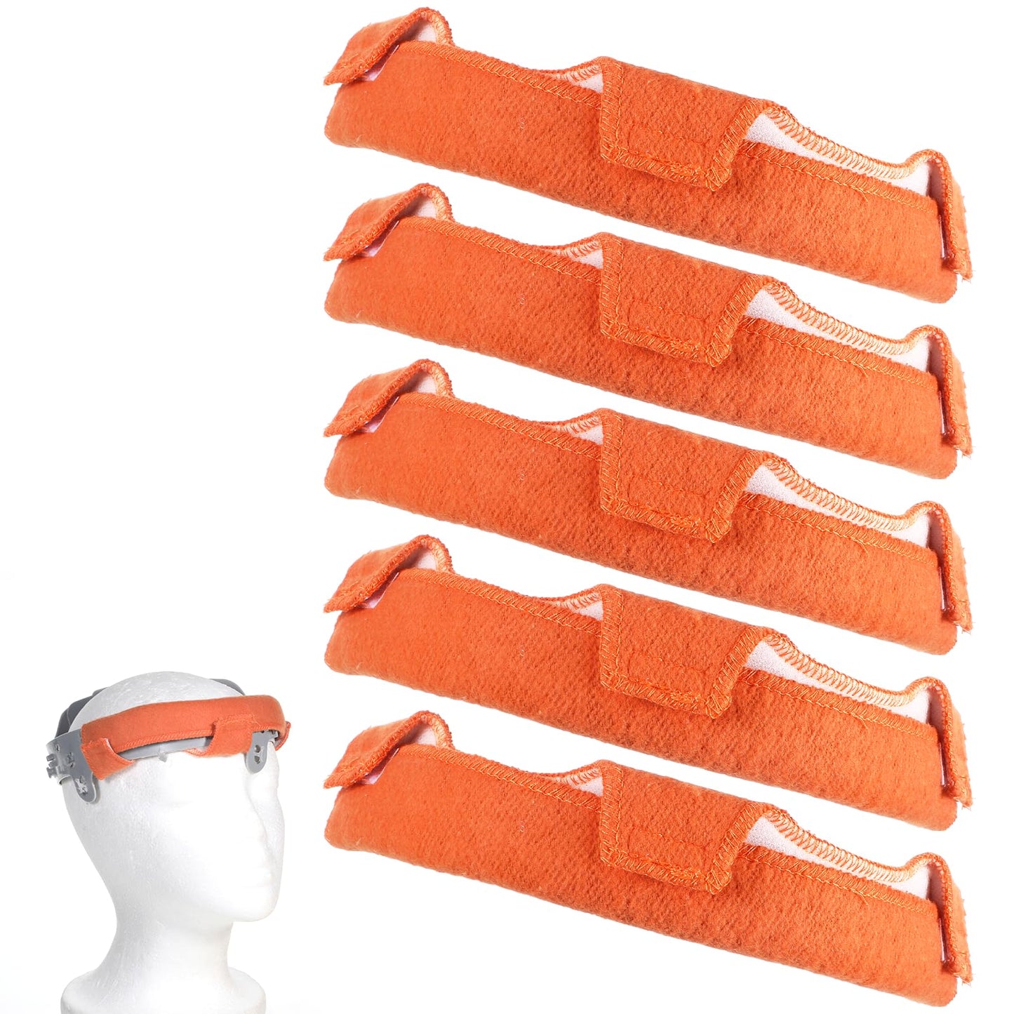QFGasre Safe Hard Hat Sweatband, 5 Pcs Cotton Hard Hat Liner Replacement Reusable Flame Retardant Sponge Hardhat Sweat Bands for Welding Chainsaw Helmet Construction Hats Washable Hardhat Accessories