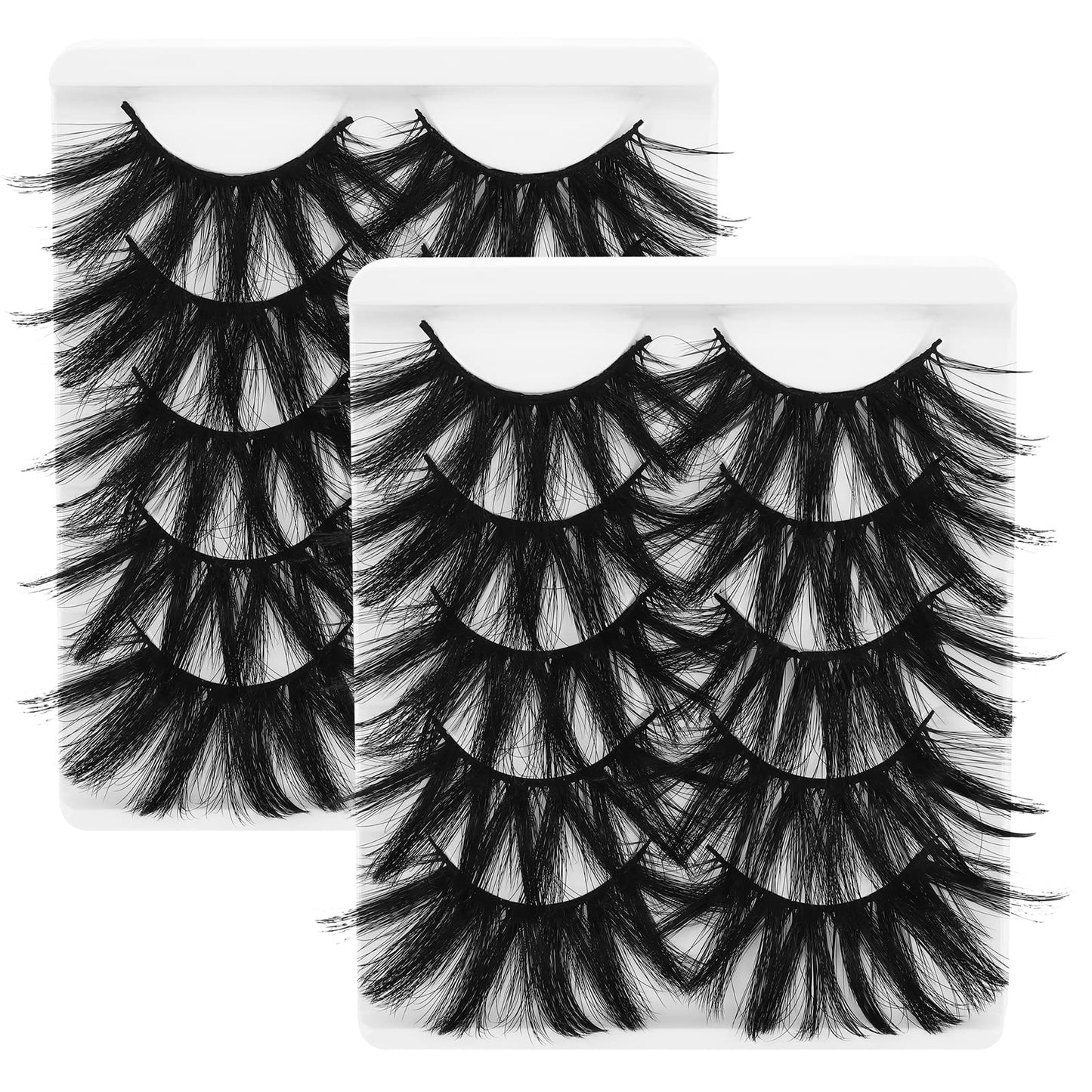 Sibba Faux Mink False Eyelashes, 10 Pairs 25mm Dramatic Long Thick Fluffy Strip Eye Make-up Cosplay Lashes, Cruelty Free, Black, Pair, Extra Long, Makeup Tool, 10.0 count