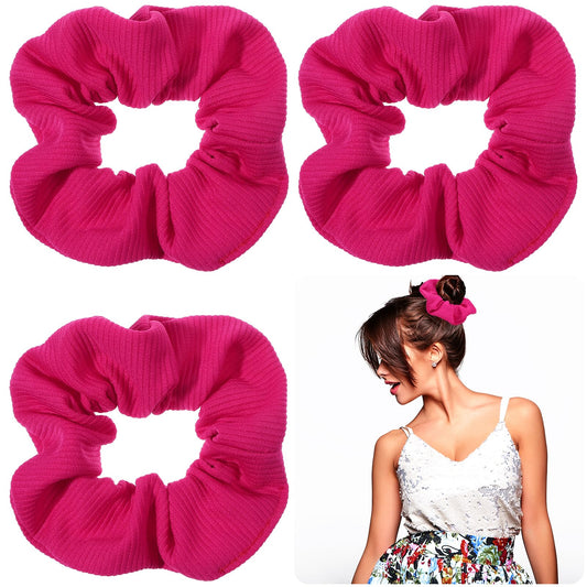4 Pcs Red Large Size Scrunchies Hair Elastics Scrunchy Solid Color Hair Bands Ponytail Holder Hair Tie Ropes Bobbles Hair Accessories for Women Girls Curly Thick Thin