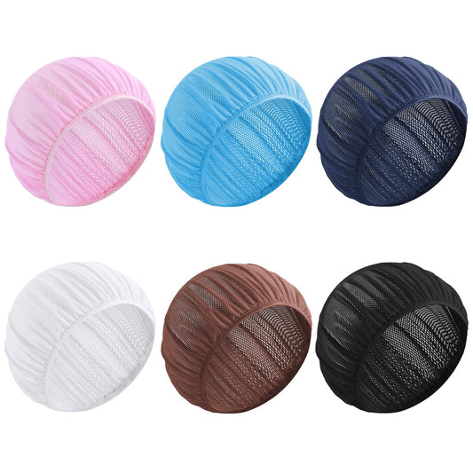 Dimeho 4 Pcs Mesh Sleep Bonnets Night Sleep Cap Hair Net for Sleeping Wig Cap Sleep Caps for Women (UK, Alpha, One Size, Pink/White/Light Blue/Navy/Coffee/Black)