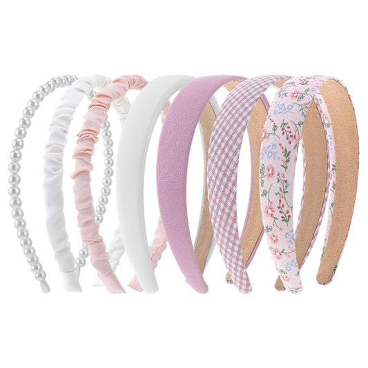 COMNICO Fashion Headbands for Women, 7 Pieces Non Slip Girls Headbands Set Cute Fabric Sparkly Multiple Color Hair Bands Hair Accessories for Women Girls Kids