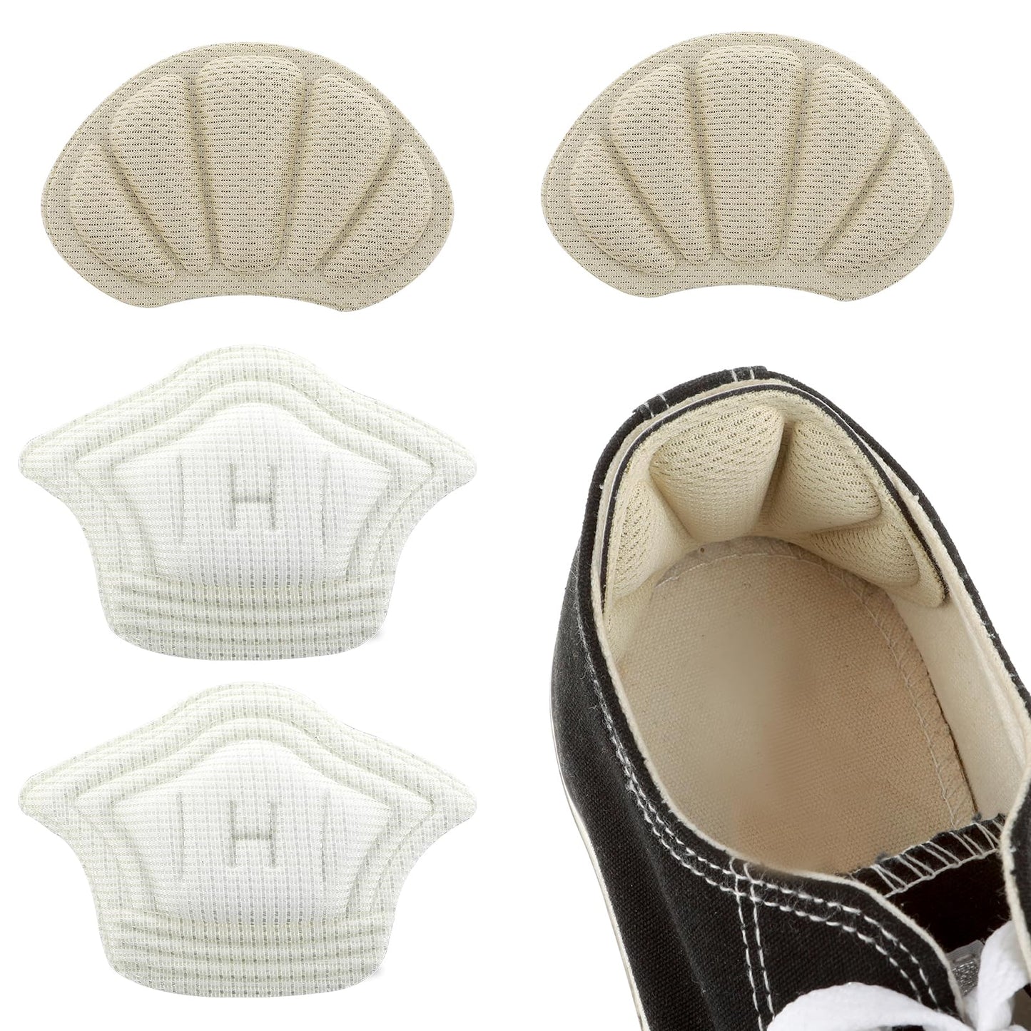 Sibba 2 Pairs Heel Pads for Shoes Too Big, 2 Styles Thickening Heel Protectors, Self-Adhesive Leather Heel Holder, Cosy Sponge Heel Cushion for Loose Shoes Sneakers High Heels Sneakers Leather Shoes