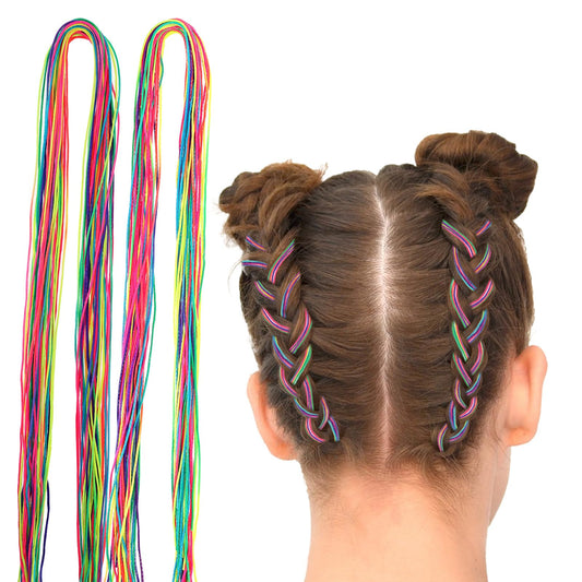 60Pcs Colorful Hair Wrap String Multi Rainbow Hair Braids Ponytail Hair Rope Band Assorted Gradient Color Hair Tie DIY African Hair Styling Accessories for Women Girls