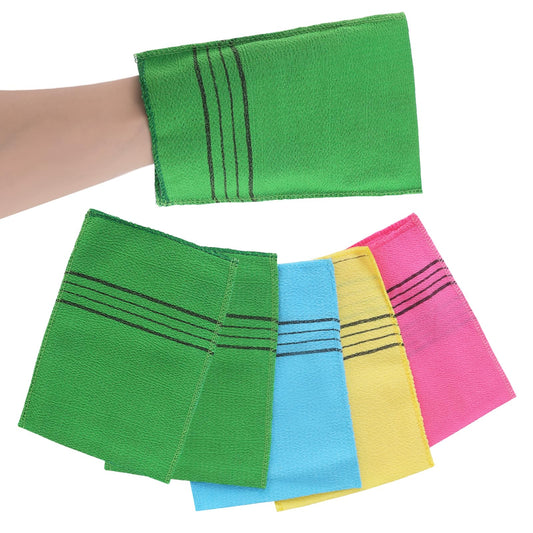 Wanmu 5Pcs Exfoliating Glove & Washcloth, Exfoliating Body Scrubber mitt, Korean Exfoliating Mitt for Women Exfoliation, Skin Scrubs for Remove Dead Skin Exfoliating Washcloth