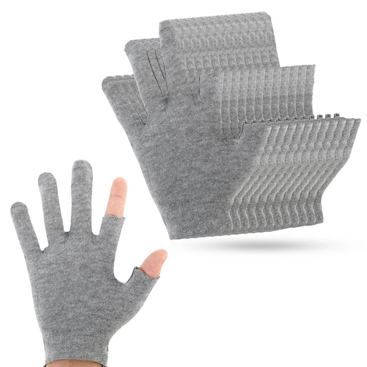 Dimeho 6 Pairs Moisturizing Cotton Gloves Touchscreen Overnight Sleeping Gloves Lightweight Nighttime Lotion Grey Gloves for Bedtime Dry Hand Therapy Sensitive Irritated Skin SPA(Grey)