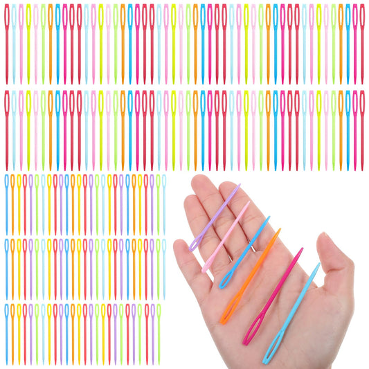 200Pcs 2.75" Inch Plastic Yarn Needles for Kids Large Eye Plastic Sewing Needles for Yarn Darning Tapestry Plastics Canvas Needle Sewing Needle DIY Sew Handmade Crafts Assorted Colors