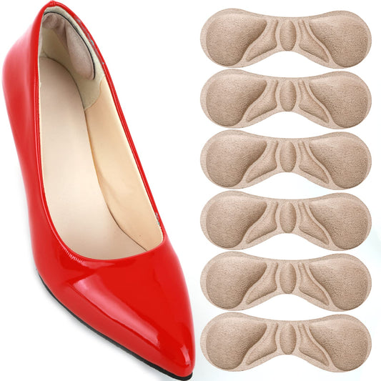 Sibba Heel Protectors Feet Shoe Too Big Filler Protector Self-Adhesive Patches Stickers Crease Pads Inserts Cushion Blister Pain Relief Aid Prevention Heels Grips for Men Women (6 Pairs Beige)