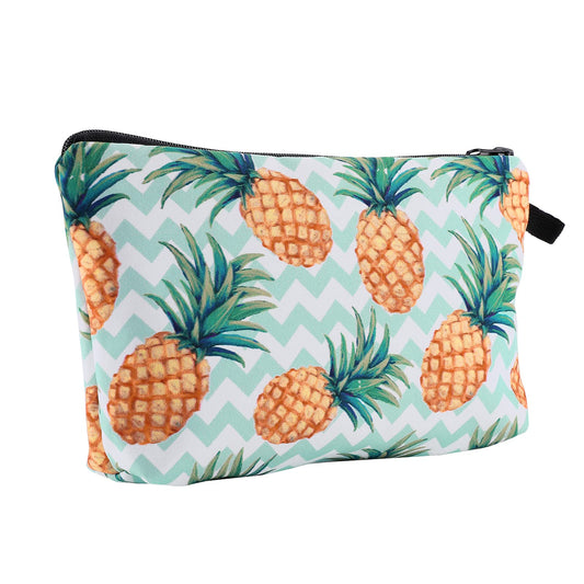 Sibba Canvas Cosmetic Bag Handbag Small Pouch Purse Zipper Case Toiletry Organizer Storage Beauty Makeup Travel Accessory for Girls (Green Pineapple)