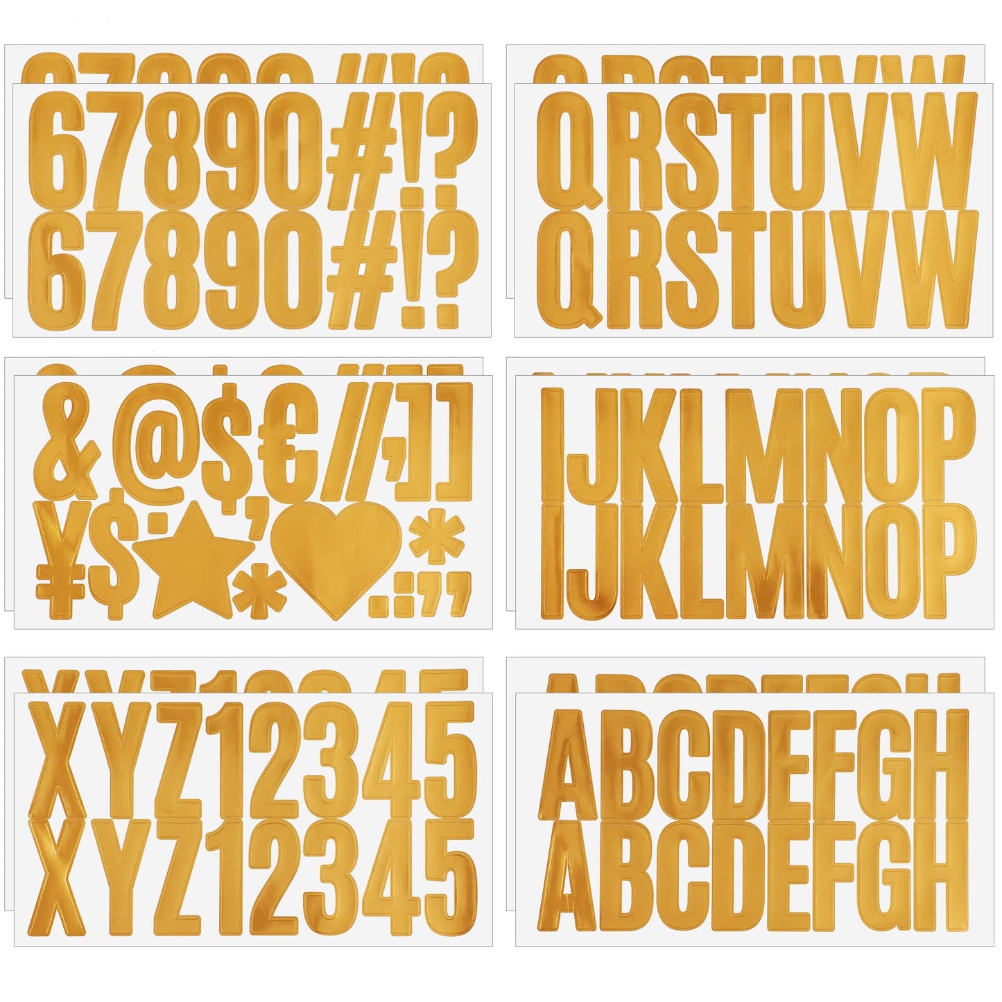 COMNICO 12 Sheets Letter Stickers Large Self Adhesive Gold Vinyl Letters Big Font Alphabet Number Stickers 2.5 Inch Decals for Mailbox Scrapbooking Door Window Poster Crafts Address Number