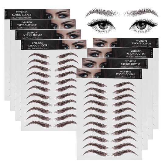 Sibba Eyebrow Color Tattoos 8 Sheets Waterproof Stencils Stickers Grooming Shaping 72 Pairs Profesional Fake Brow Peel Off Temporary Removal Eye Brows Extension Tint Kit Stick On Stamp (Brown)
