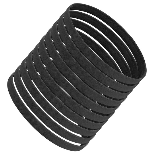 Sibba Headbands Hair Bands 10 Pcs Thin Cloth Stretchy Running Soccer Yoga Sport Elastic Sweatband 90s Workout Fabric Tie Exercise Skinny Non Slip Colorful Fit Headpiece Women Girls Kids (black)