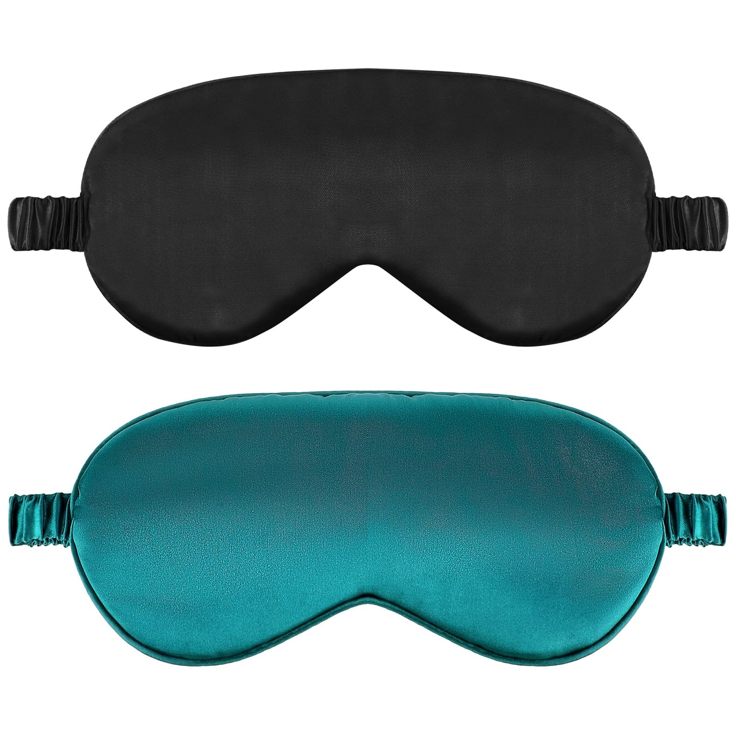 2 Pack Sleep Mask Silk Eye Mask Cover for Sleeping, Soft Satin Blindfold with Elastic Strap, Comfortable Night Sleeping Mask for Women Men (Black&Green)
