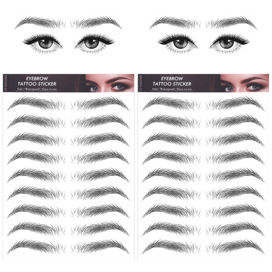 Sibba Temporary Eyebrow Tattoos Color Waterproof Hair-like Eye Brow Transfers Stickers Peel Off Cosmetic Women Girls Arch Styles (2 PCS Black)