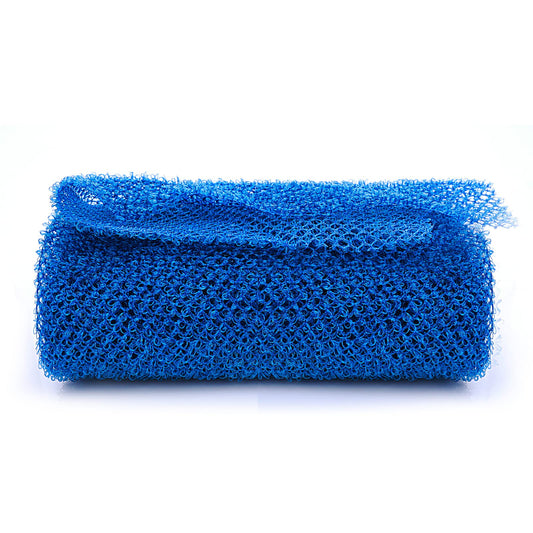 Sibba Net Bath Sponge, African Net Long Bath Net Sponge, Exfoliating Shower Body Scrubber, Elasticity Back Scrubber Skin Smoother for Daily Use (Blue)