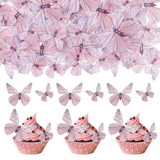 Wanmu 72Pcs Edible Cupcake Toppers, Butterfly Cake Decoration Picks for Girls Women Kids Wedding Baby Shower Birthday Party Wall Decor (Purple)