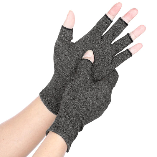 Sibba Arthritis Compression Gloves, Compression Fingerless Glove for RSI, Carpal Tunnel, Rheumatiod, Tendonitis, Hand Pain, Computer Typing (Grey)