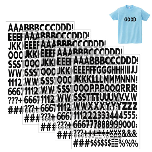 5 Sheets 830 Pieces Iron on Letters 1 Inch Heat Transfer Letters PU Alphabet Stickers A-Z Letters Patches 0-9 Decorate Repair Patches for Fabric Clothing T-Shirt Printing DIY Craft(5 Sheets, Black)