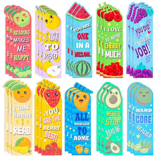 Sibba 30pcs Scented Bookmarks Fruit Scratch Sniff Bookmarks Educational Bookmark Assorted Smelly Bookmarks Fun Classroom Bookmarks Cute Bookmarks for Home Office 10 Styles