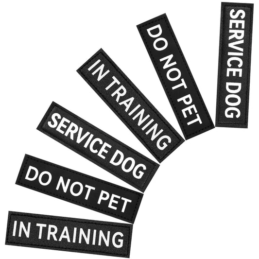 Wanmu Service Dog Patches, 6 Pcs Ask to Do Not Pet Patch Vest, Training Dog Patches with Hook and Loop Tape, Removable Patches for Dog Harness(1.1 × 0.7 Inch)