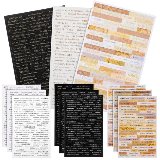 Dimeho 12 Sheet Stickers for Adults Motivational Stickers for Junk Journal Supplies, Scrapbooking Stickers Phrases Word Stickers for Vintage DIY Art Crafts Collage Embellishment