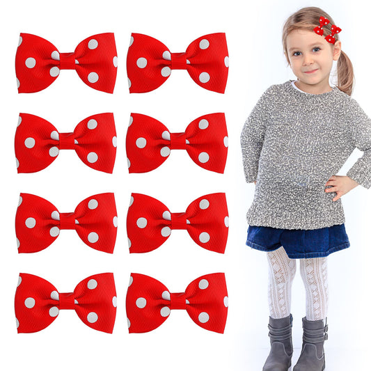 Sibba Bows Clips Barrettes Hair Styling Accessories Non-slip Small Bow Ponytail Holder Hairpin Halloween Party Headwear Headpiece For Toddler Kids Little Girls Baby Infant (8 Pieces Red)