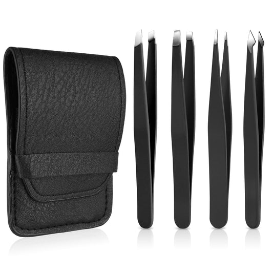 Tweezers Nose Hair Trimmer 4 Pieces Daily Beauty Facial Eyebrow Remover Blackhead Set Skin Tag Removal Kit Precision Eyelash Curler Womens Personal Care